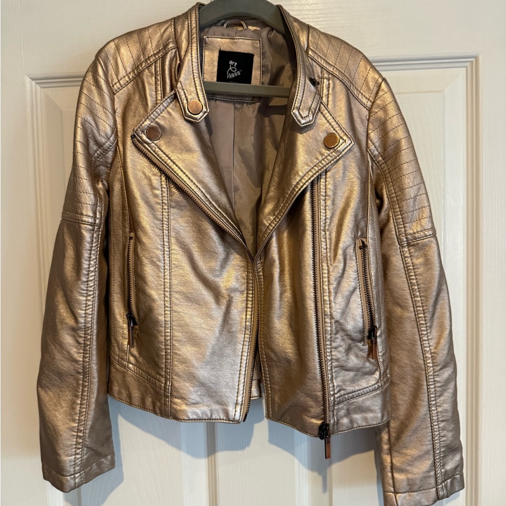 art class Metallic Gold Moto Jacket